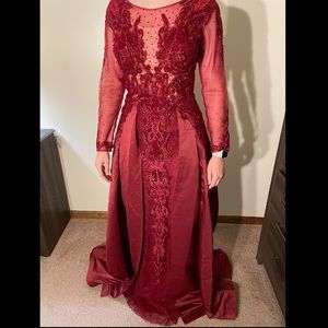 Mac Duggal Floral Beaded Long Sleeve
Illusion Gown